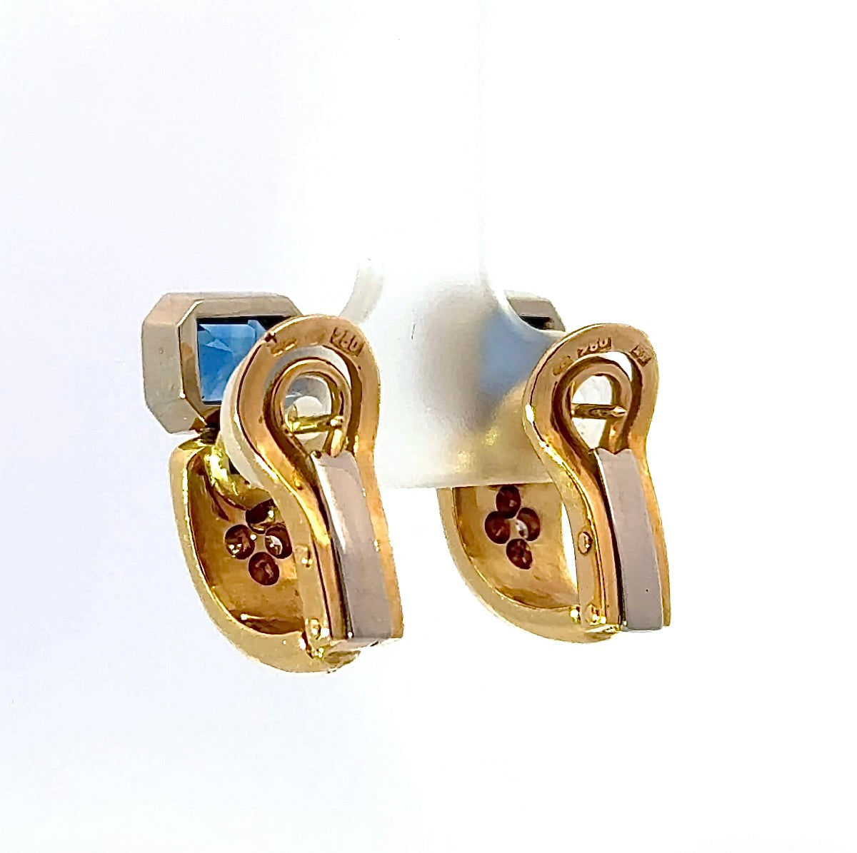 Extravagant 18k Gold Earrings with Sapphires & Brilliant-cut Diamonds