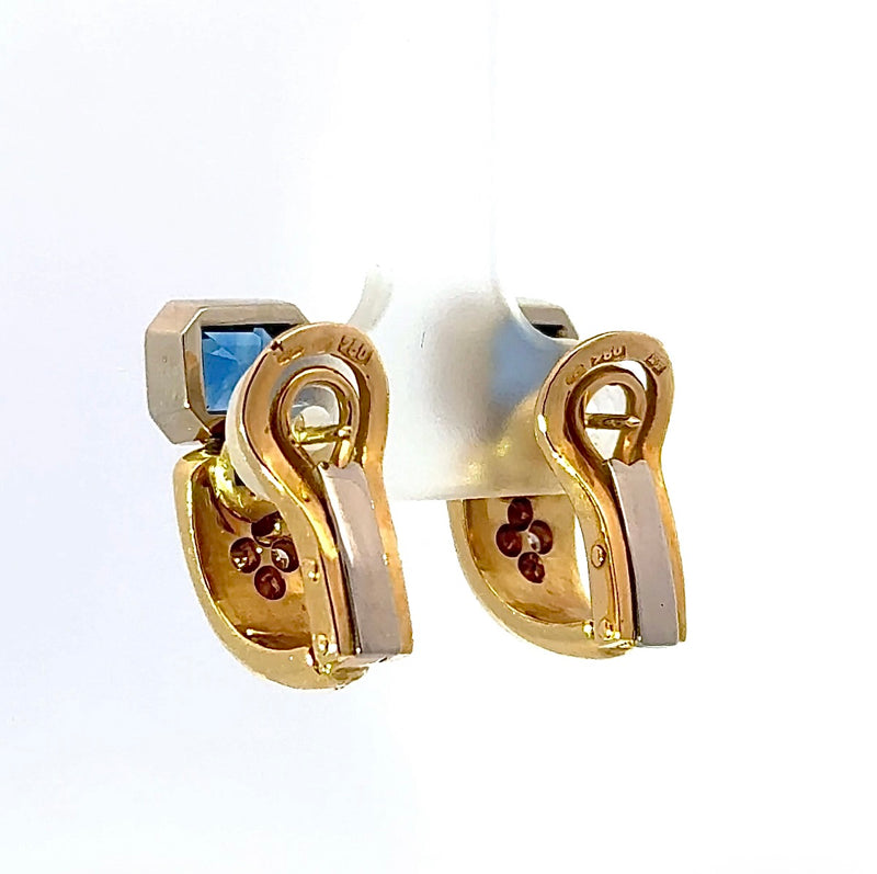 Ausgefallene Ohrringe in 18 Karat Gold mit Saphiren & Brillanten