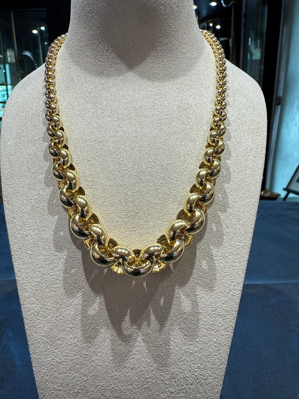 Leuchtendes Erbsencollier in 8 Karat Gelbgold mit schönem Verlauf