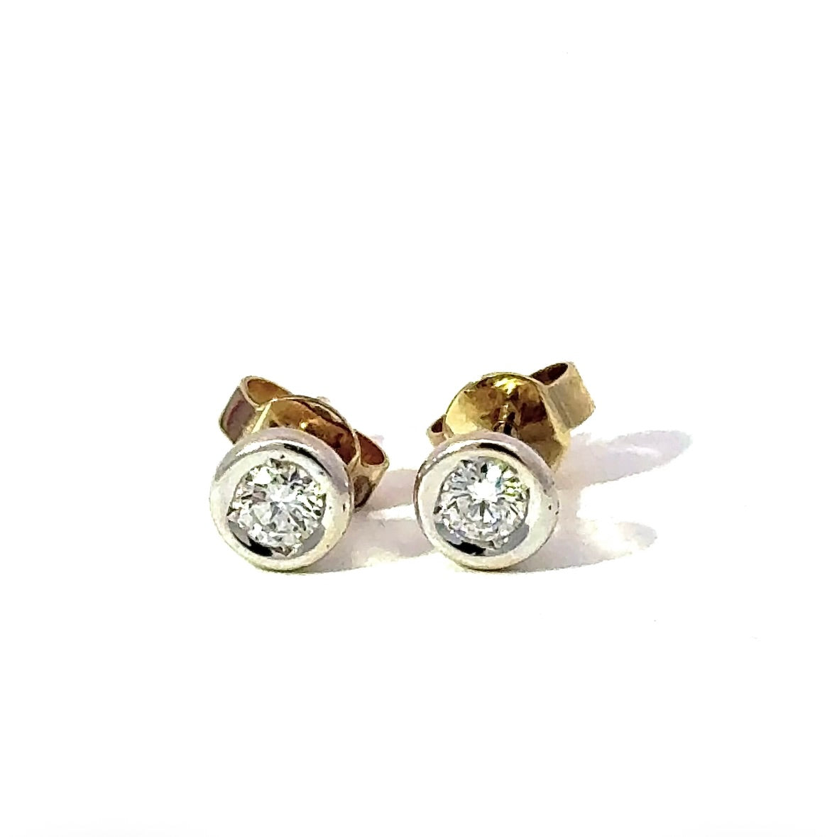 Bicolor Brillantstecker in 14 Karat Gold mit feinen Brillanten