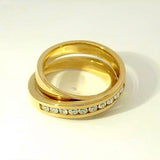 Moderner Design-Ring in 14 Karat Gelbgold mit feinen Brillanten