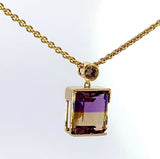 Moderner Ametrin Anhänger in 14 Karat Gelbgold mit Fancy Brillant