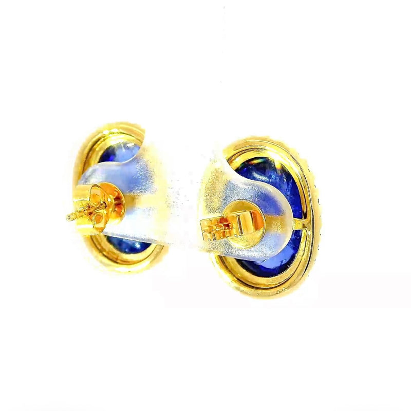 Edle Ohrringe in 18 Karat Gelbgold mit hochfeinen Tansaniten und Brillanten