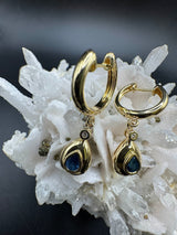 Elegante Ohrringe in 14 Karat Gelbgold mit Saphiren & Brillanten