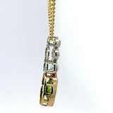 Moderner Peridot Anhänger in 14 Karat Bicolor Gold mit großen Diamanten
