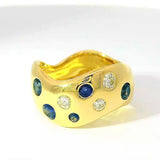 Eleganter Ring in 18 Karat Gelbgold mit Saphiren & Brillanten