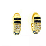 Wirkungsvolle Kreolen in 18 Karat Gelbgold mit Brillanten & Saphiren