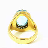 Edler Ring in 18 Karat Gelbgold mit augenreinem Aquamarin & Brillanten