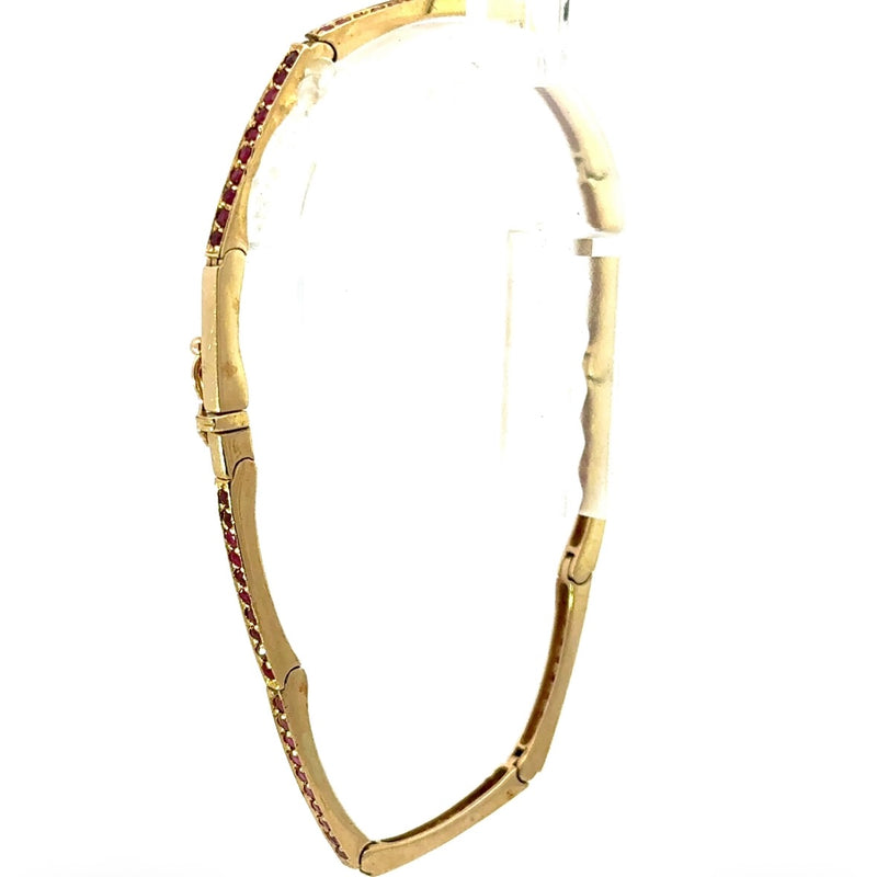 Elegantes Armband in 14 Karat Gelbgold mit rosa Saphiren & Rubinen