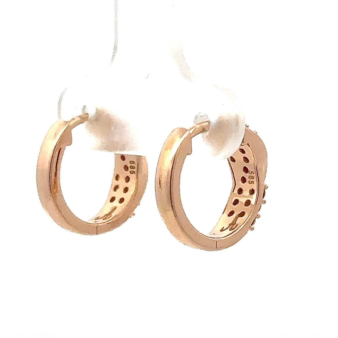 Moderne Kreolen in 14 Karat Roségold mit feinen Brillanten