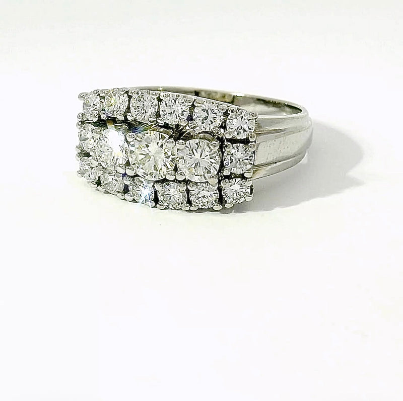 Vintage-Cocktailring in 14 Karat Weißgold mit 1,47 ct hochfeinen Brillanten