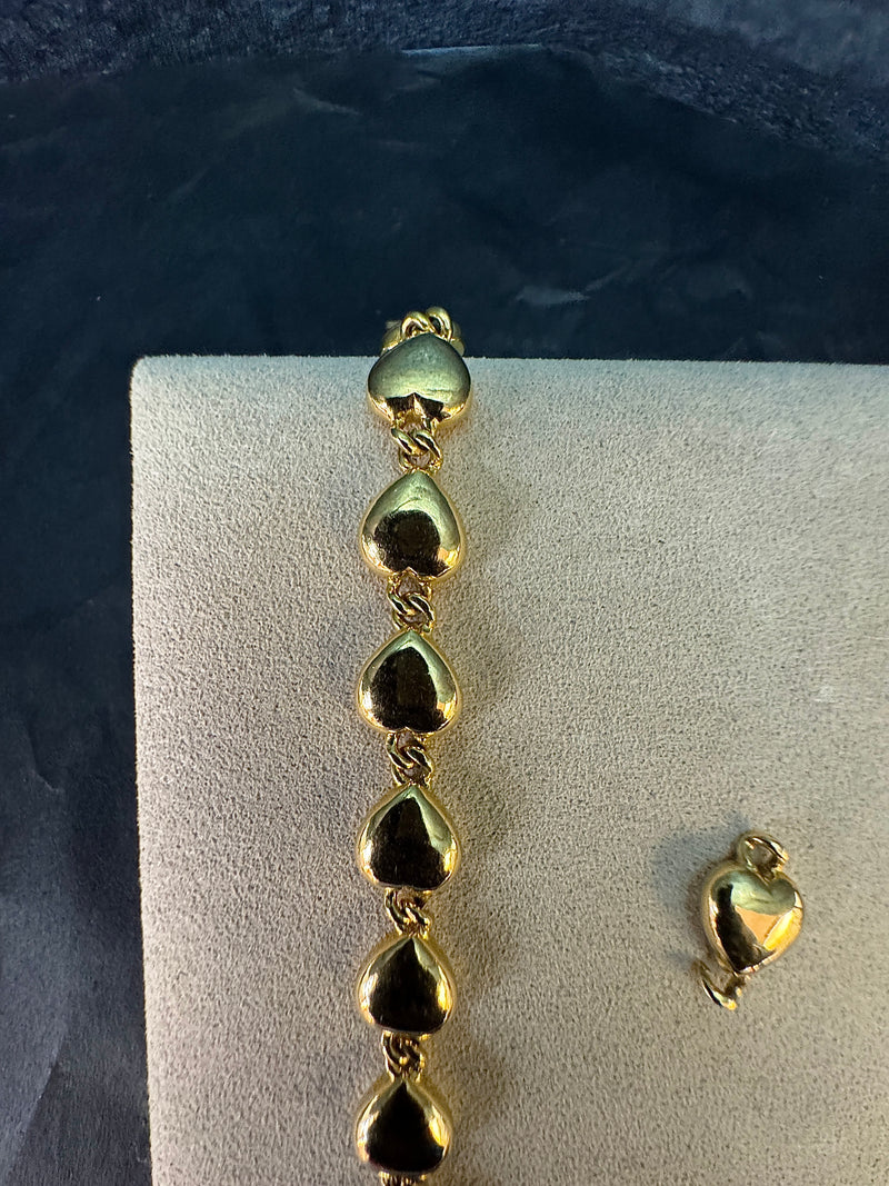 Massives Herzarmband in 18 Karat (750) Gelbgold mit Zusatzglied