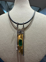 Einmaliger Anhänger in 18 Karat Weißgold & 900er Gelbgold mit Smaragd & Brillanten