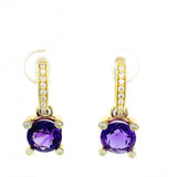 Elegante Ohrringe in 14 Karat Gelbgold mit Brillanten & intensiven Amethysten