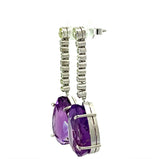 Edle Hängeohrringe in 18 Karat Weißgold mit Altschliff-Diamanten & Amethysten