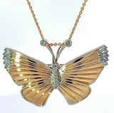 Schmetterling-Anhänger in 14 Karat Gelb- & Weißgold mit Diamanten & Brillanten