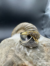 Breiter Bicolor-Ring in 18 Karat Gelb- & Weißgold mit feinen Brillanten