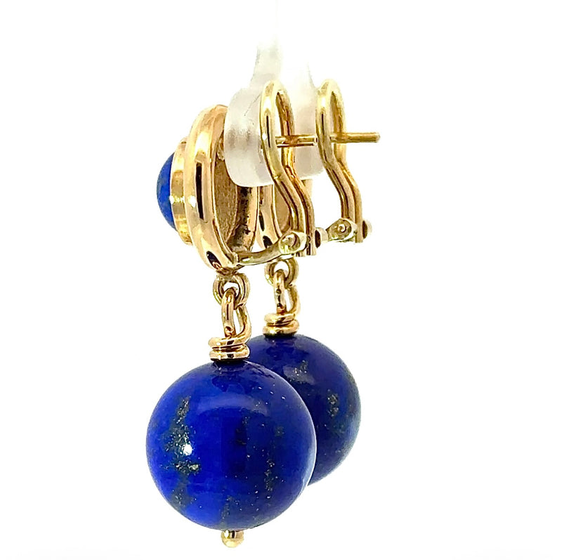 Elegante Ohrringe in 14 Karat Gelbgold mit hochfeinem Lapis Lazuli