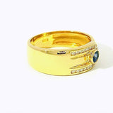 Feiner Saphirring in 18 Karat Gelbgold – Handgefertigt mit Brillanten