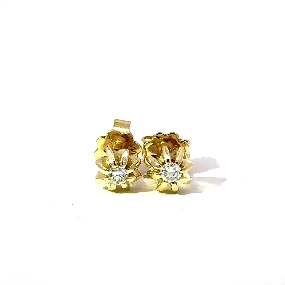 Vintage Ohrstecker in 14 Karat Gelbgold mit Brillanten