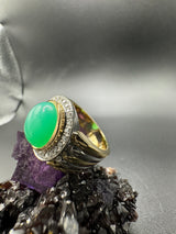 Massiver Bicolor Ring in 18 Karat Gold mit feinen Chrysopras & Brillanten