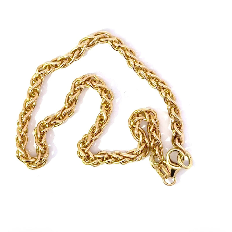 Elegantes Zopf Armband in 14 Karat Gelbgold mit Karabiner