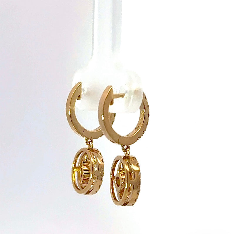 Moderne Hänge Ohrringe in 14 Karat mit feinen Brillanten