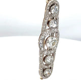 Eindrucksvolle Art-Deco Brosche in 14 Karat Gold mit großen Altschliff Diamanten