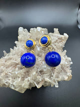 Elegante Ohrringe in 14 Karat Gelbgold mit hochfeinem Lapis Lazuli