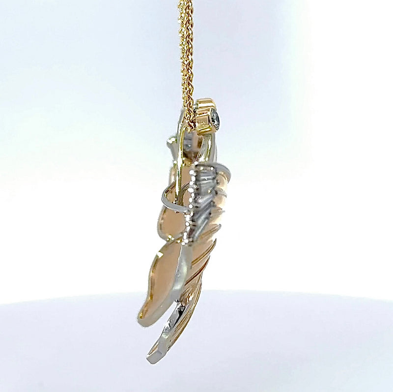 Schmetterling-Anhänger in 14 Karat Gelb- & Weißgold mit Diamanten & Brillanten