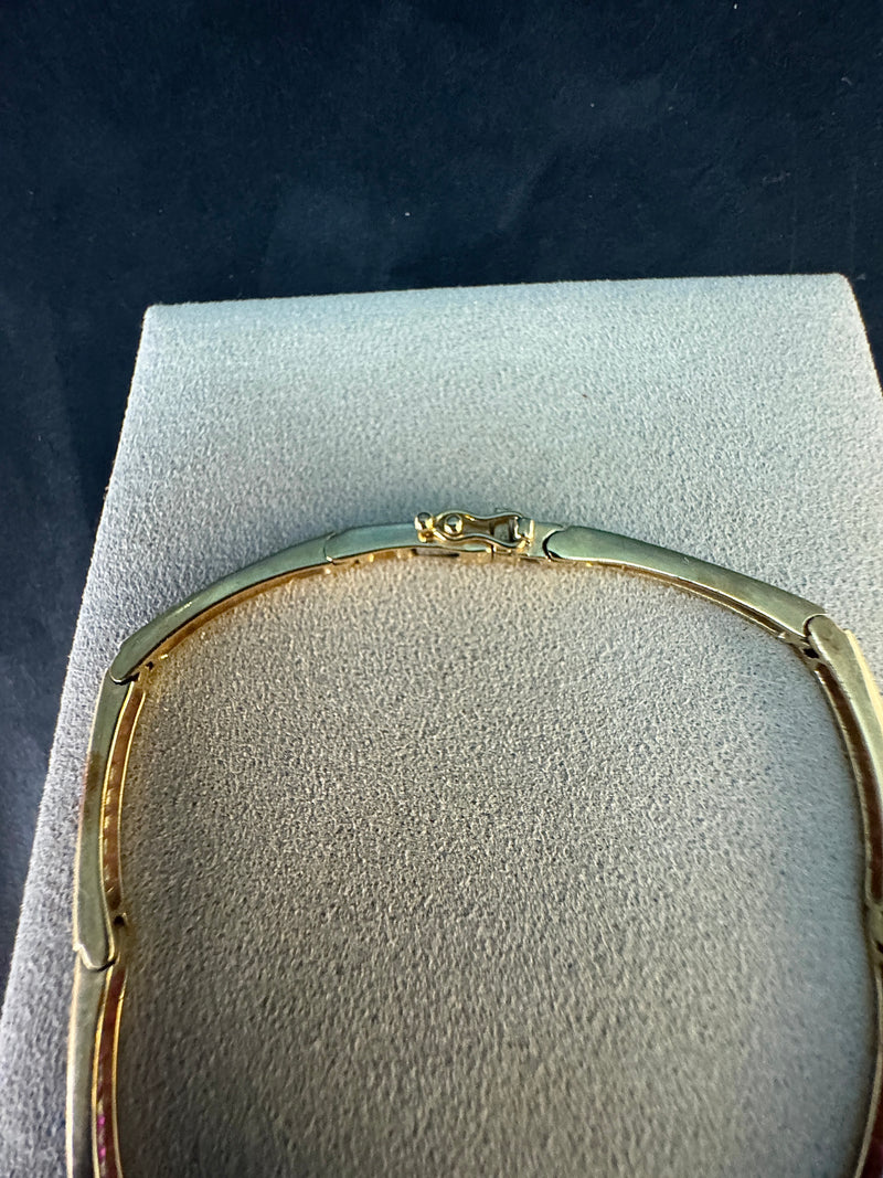 Elegantes Armband in 14 Karat Gelbgold mit rosa Saphiren & Rubinen