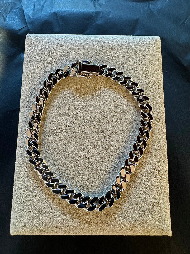 Massives Panzerkettenarmband in 18 Karat Weißgold