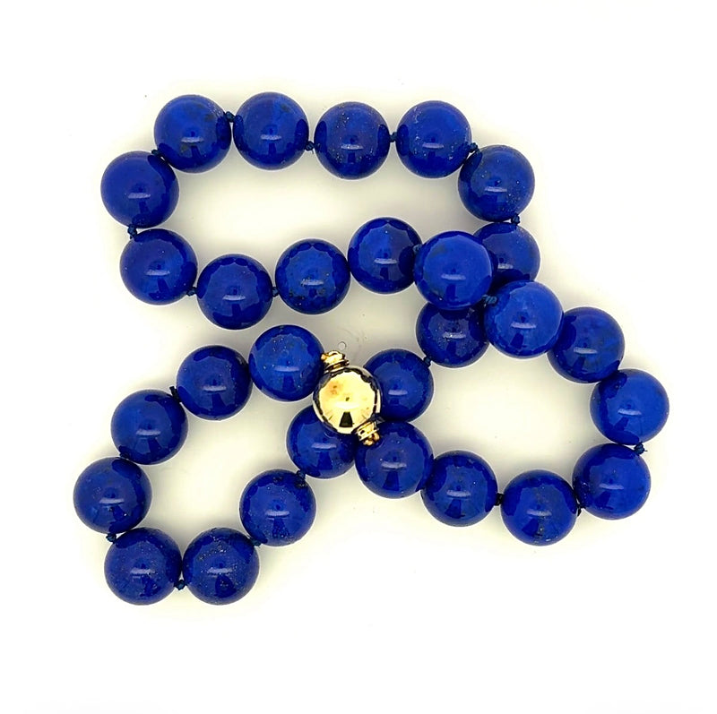 Edle Lapis Lazuli Halskette mit 14 Karat Gelbgold Kugelschloss