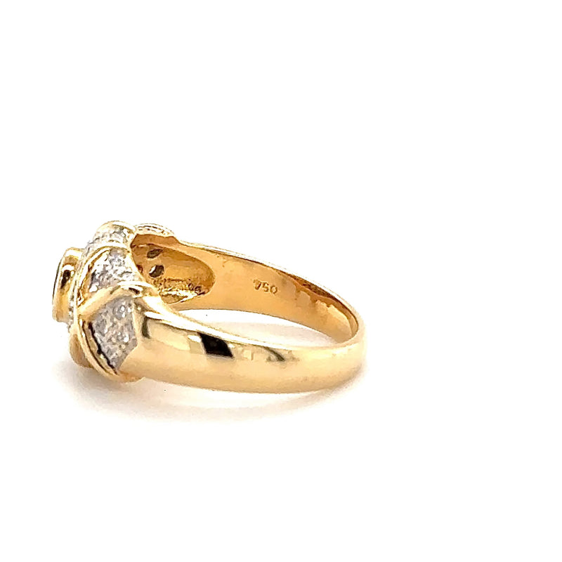 Ausgefallener Bicolor Ring in 18 Karat Gold mit Brillanten & Saphir