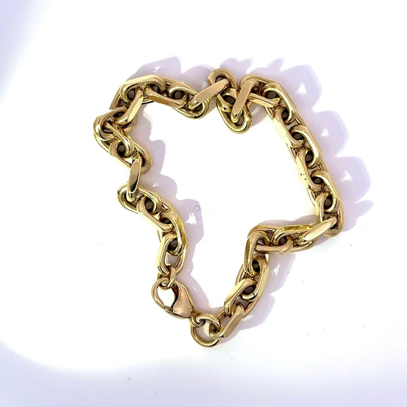 Schweres diamantiertes Armband in 14 Karat Gelbgold mit Karabiner