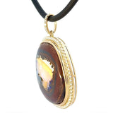 Großer Opalanhänger in 14 Karat Gelbgold mit Boulderopal & Brillanten