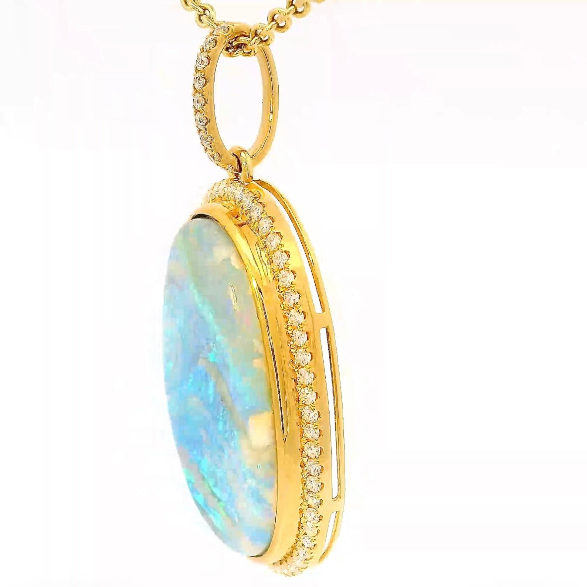 Prunkvoller Anhänger in 18 Karat Gelbgold mit australischem Boulderopal & Brillanten