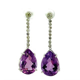 Edle Hängeohrringe in 18 Karat Weißgold mit Altschliff-Diamanten & Amethysten