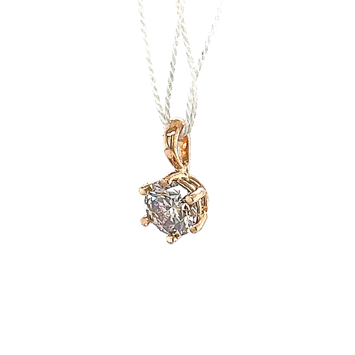 Modern Solitaire Pendant in 18K Rose Gold with Large Brilliant-cut Diamond