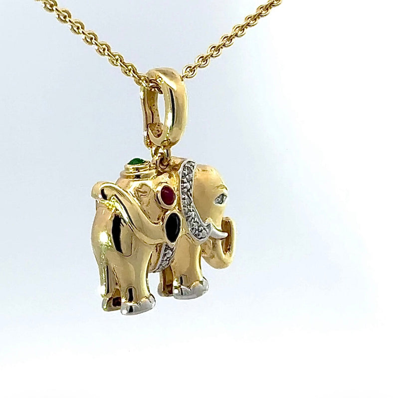 Eleganter Wendeanhänger in 14 Karat Gelbgold – feine Edelsteine & Brillanten