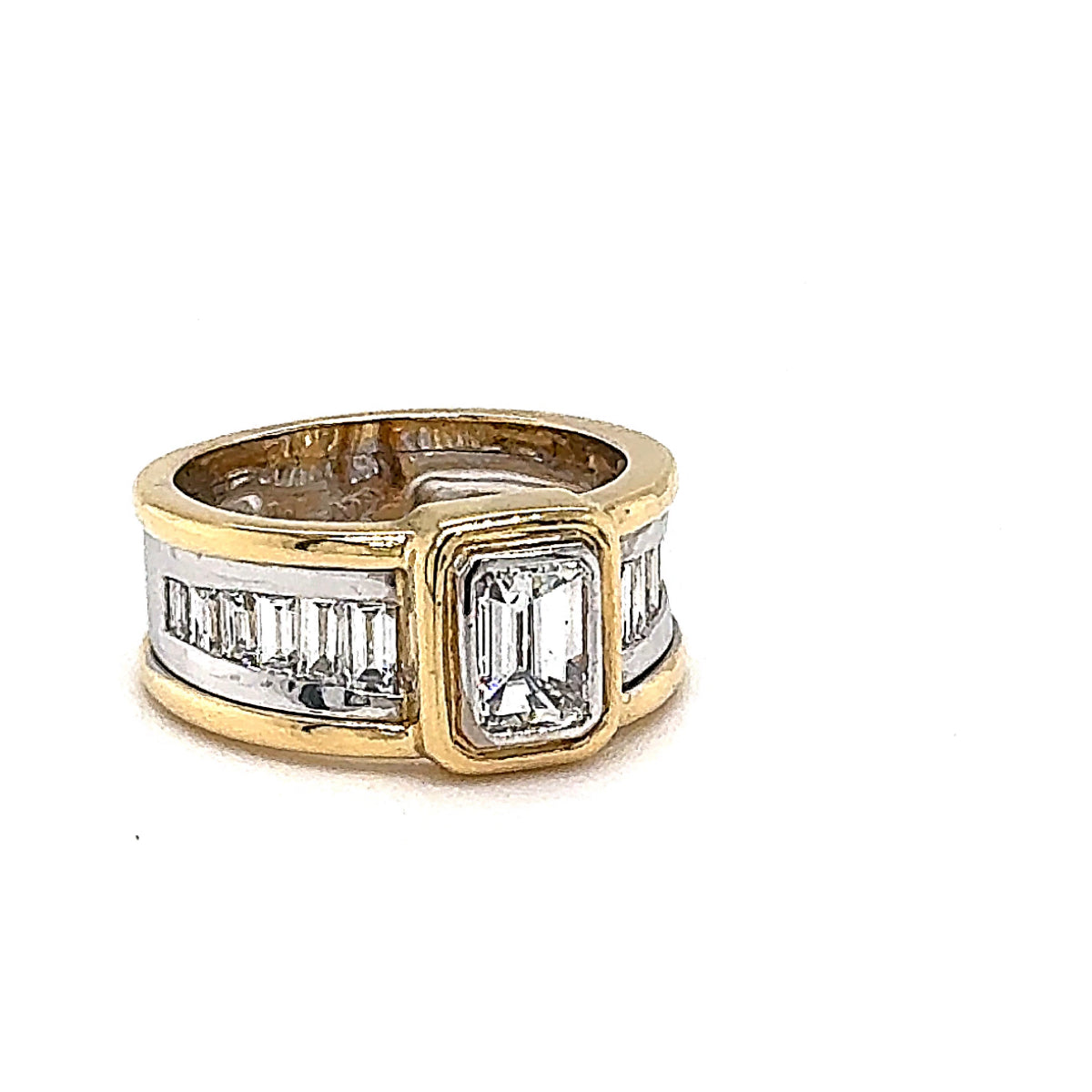 Handgefertigter Goldbaur Ring Bicolor in 18 Karat Gold mit Diamanten-Spitzenqualität