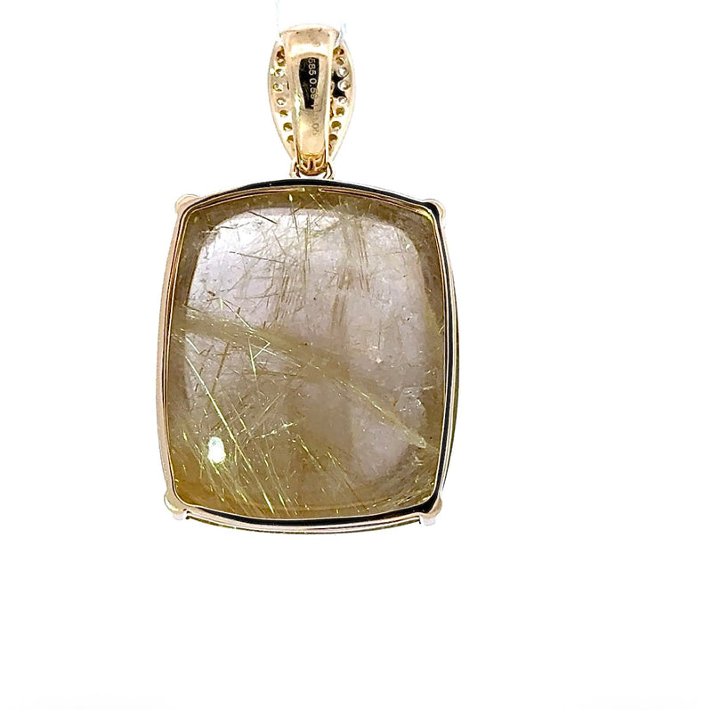 Moderner Rutilquarz Anhänger in 14 Karat Gelbgold mit hochfeinen Brillanten