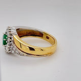 Eleganter Bicolor Ring in 18 Karat Gold mit feinen Smaragd & Brillanten