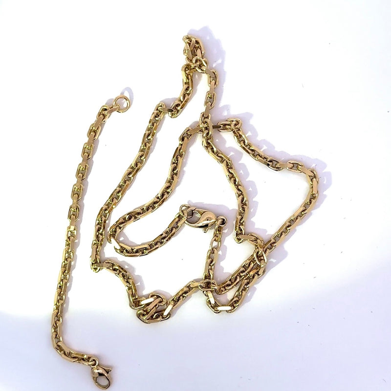 Massive Diamantierte Ankerkette in 14 Karat Gelbgold mit Verlängerungskette