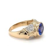 Stilvoller Ring in 14 Karat Gelbgold mit feinen Tansanit und Brillanten