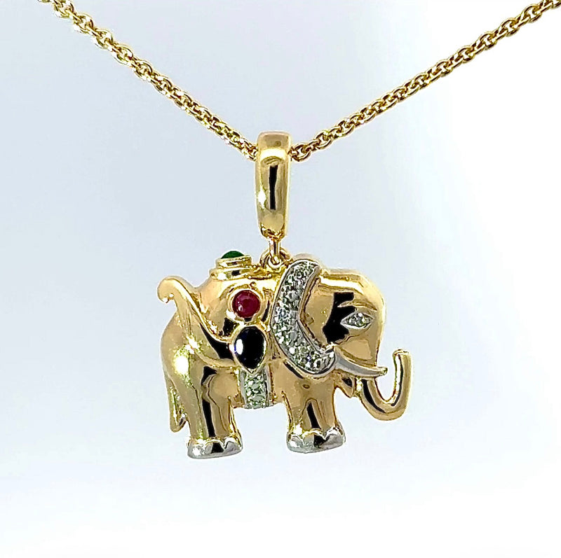 Eleganter Wendeanhänger in 14 Karat Gelbgold – feine Edelsteine & Brillanten