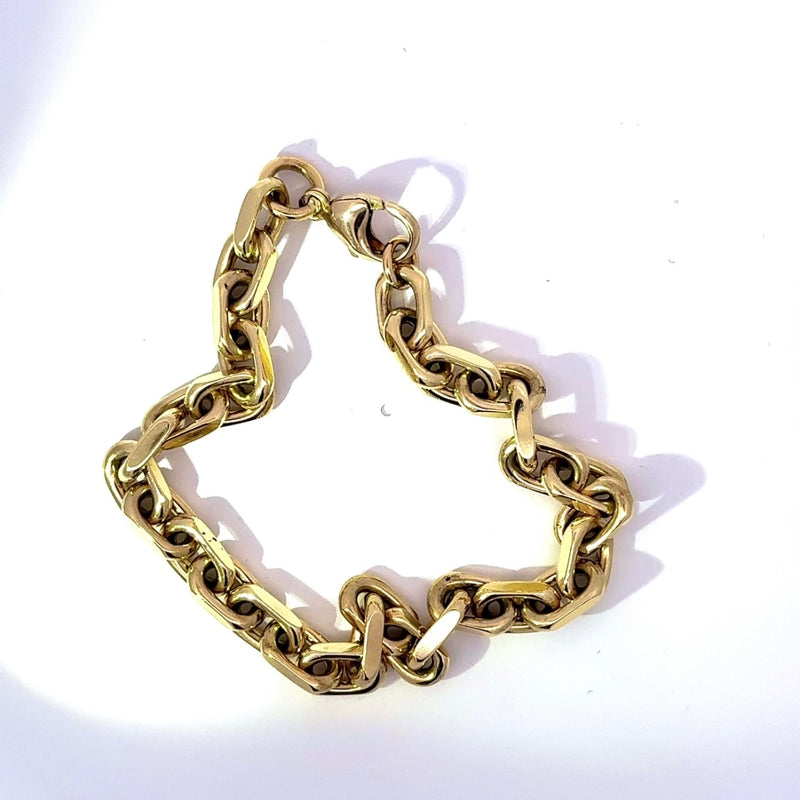 Schweres diamantiertes Armband in 14 Karat Gelbgold mit Karabiner