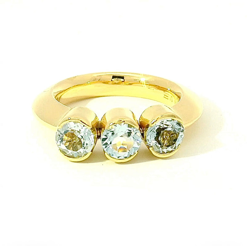 Massiver Aquamarin-Ring in 18 Karat Gelbgold – Handgefertigt aus der Manufaktur Eidel