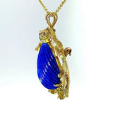 Einmaliger Anhänger/Brosche in 14 Karat Gelbgold mit Lapis Lazuli & Brillanten