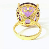 Moderner Amethyst Ring in 14 Karat Gelbgold mit feinen Brillanten